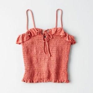 AE Smocked Lace Up Top